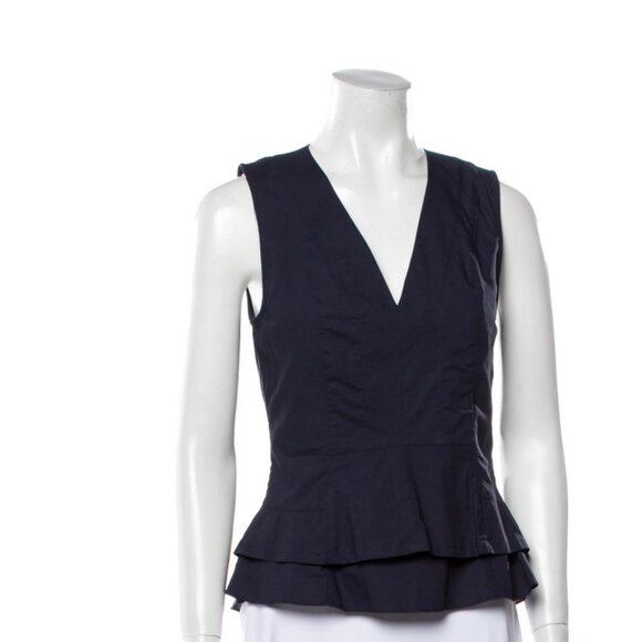 Derek Lam 10 Crosby Midnight  V-neck sleeveless poplin size 2 top - Picture 1 of 4